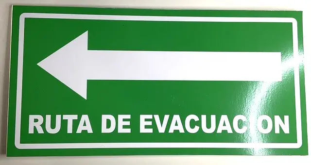 Ruta de Evacuación Izquierda 15x30 cm | Estireno Calibre 30