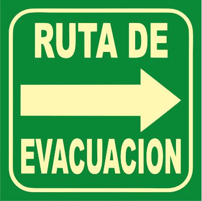 Ruta de evacuación Derecha Fotoluminiscente