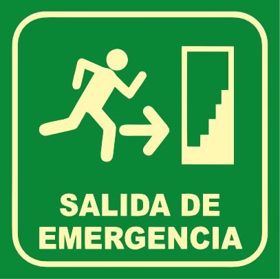 Salida de Emergencia Derecha Escaleras Fotoluminiscente