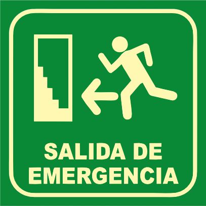 Salida de Emergencia Izquierda Escaleras Fotoluminiscente