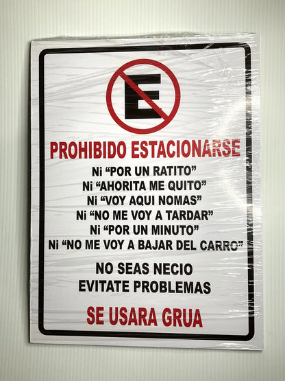 Señalamiento Prohibido Estacionarse 30x40 cm |Estireno Calibre .30| Recoge en Juárez Nuevo León