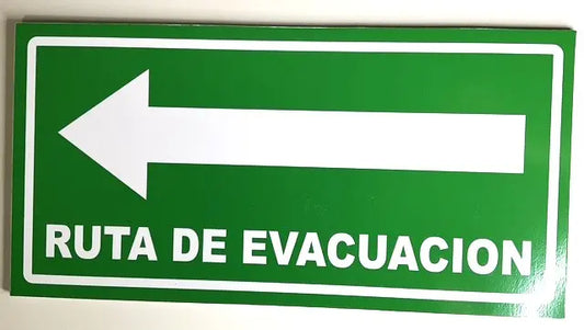 Ruta de Evacuación Izquierda 15x30 cm | Estireno Calibre 30