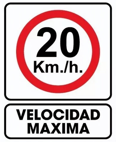 20 kM h velocidad maxima